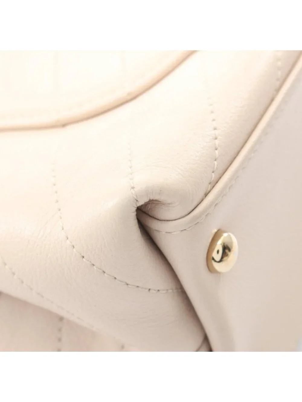 Chanel Handbag Shecc Stitching 2-Way Light Beige Ladiesskin Stitch Top Handle